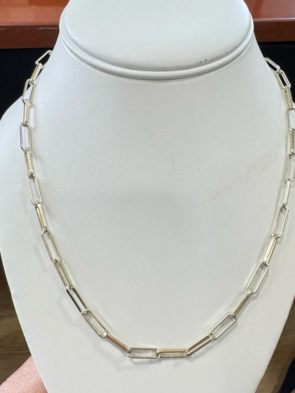 Italian 925 Sterling Silver Gold Over Paperclip Chain Necklace 19”